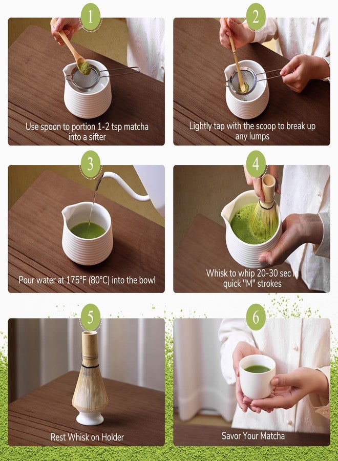 HELPLEX HELPLX Matcha Whisk Set 10-Piece Japanese Matcha Kit with BowlWhisk & Holder2 Tea CupsBamboo ScoopSpoonSifterScoop Rest & Tea Towel - White Matcha Tea Set for Ceremony or Daily Use - Image 5